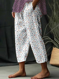 Women's Botanical Floral Design Print Lace-Up With Elastic Waist Loose Casual Pants