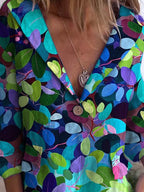 Summer Forest Art Printed Women's Linen And Cotton Pocket Coat