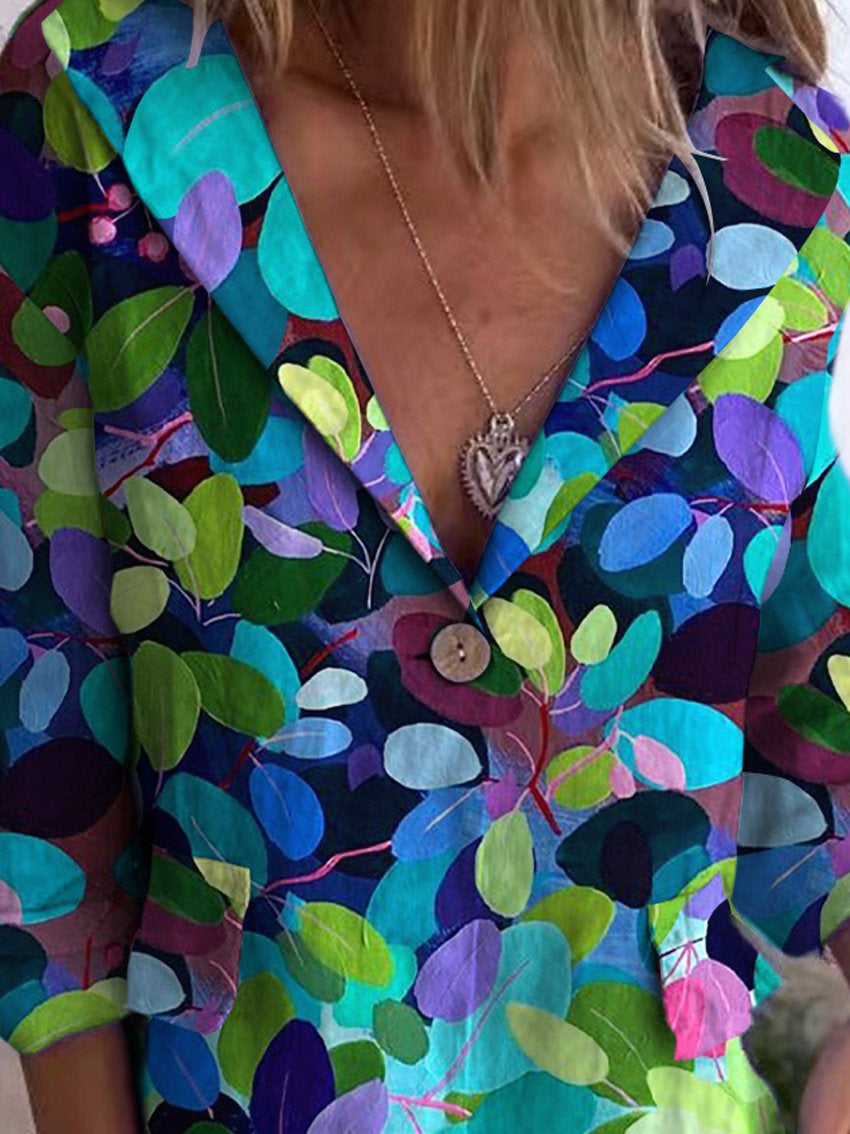 Summer Forest Art Printed Women's Linen And Cotton Pocket Coat