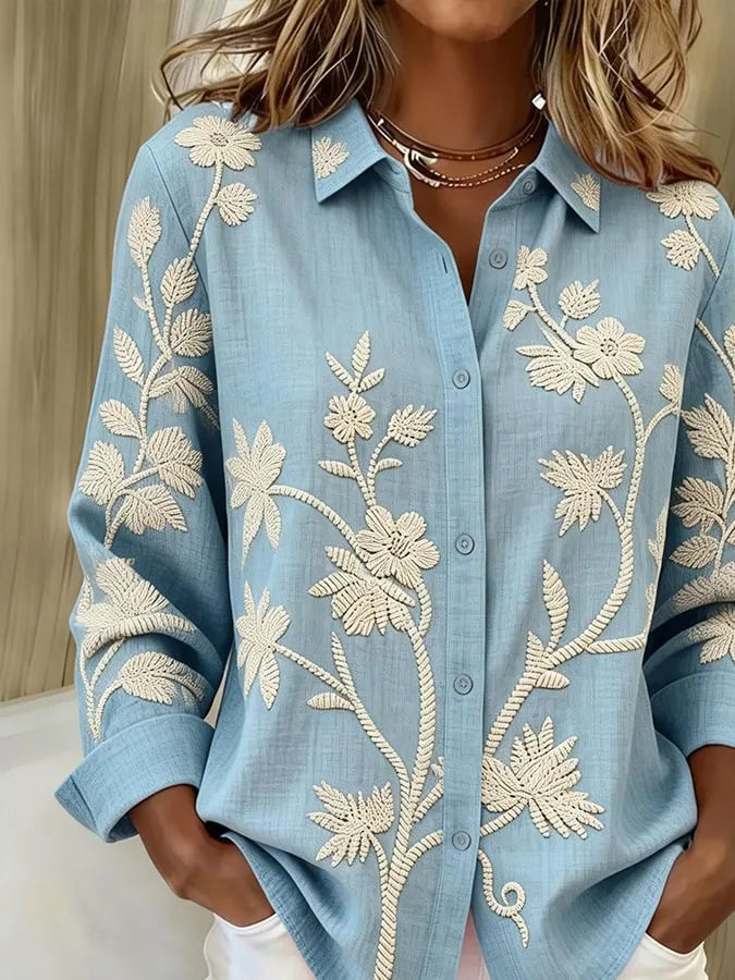 Women'S Casual Color-Blocked Print Shirt