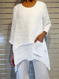 Women'S Layered Pocket Solid Color Top