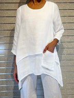 Women'S Layered Pocket Solid Color Top