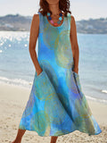 Women's Vintage Gradient Circle Pattern Round Neck Dress