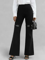 Women's High-waisted Color-blocked Loose-fitting Slightly Flared Jeans