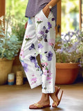 Women's Botanical Floral Design Loose Pocket Patchwork Casual Pants