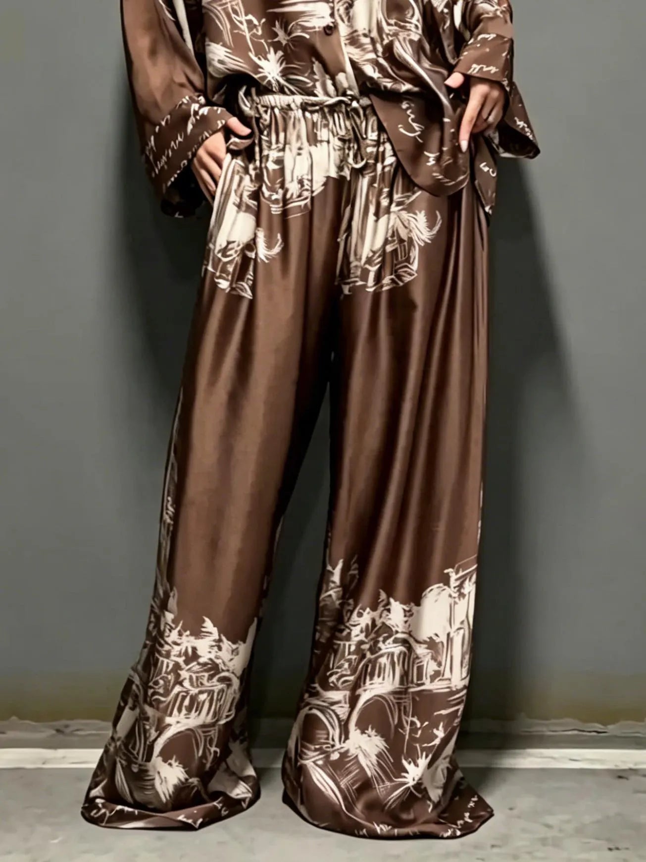 Architectural Print Satin Shirt