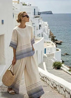 Women'S Loose Striped Pants Suit