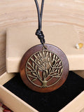 Women's Ethnic Style Wood And Alloy Long Chain Necklace