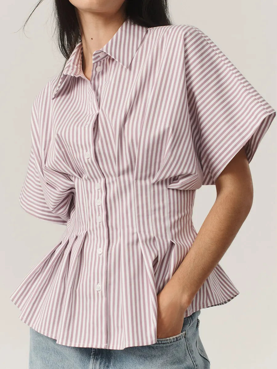 Women's Striped Art Pattern Casual Cotton Shirt