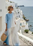 Women'S Loose Contrast Gradient Pants Set