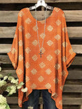 Women's Round Neck Vintage Geometric Top