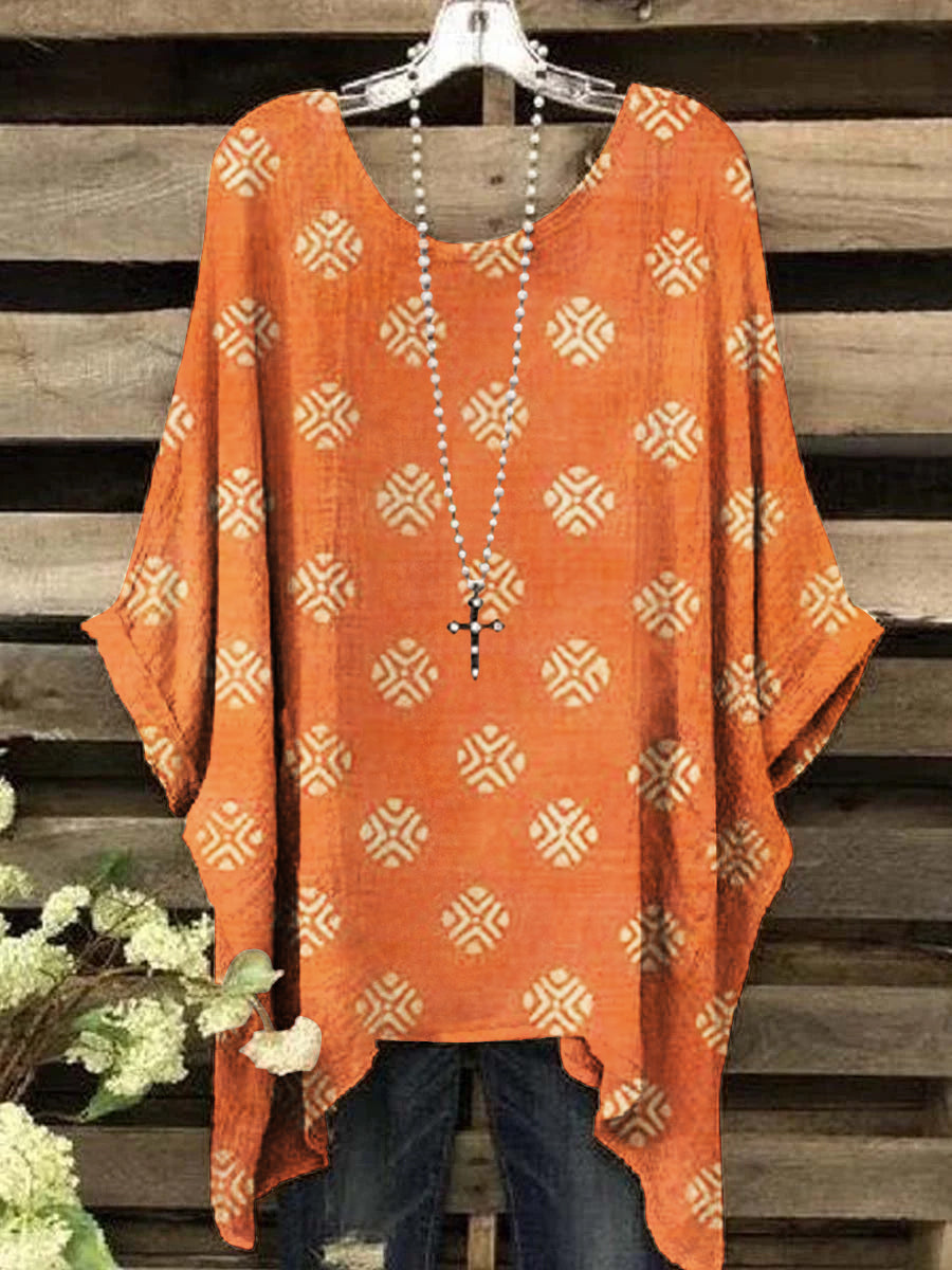 Women's Round Neck Vintage Geometric Top