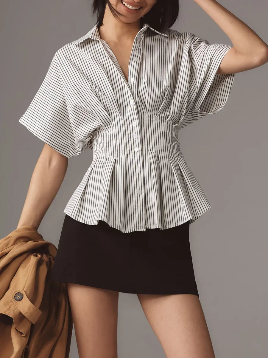 Women's Striped Art Pattern Casual Cotton Shirt