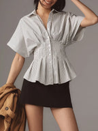 Women's Striped Art Pattern Casual Cotton Shirt