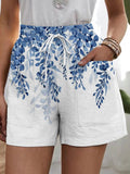 Women's Botanical Floral Design Pocket Patchwork Loose Casual Pants