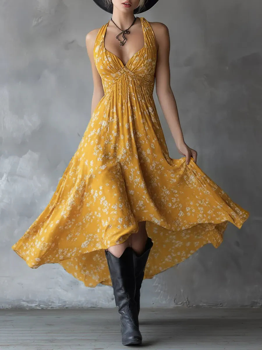 Women's Vintage Elegant Sleeveless V-neck Maxi Dress