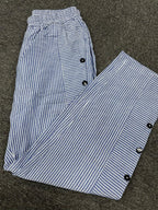 Jacquard striped printed button-down slacks