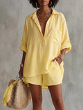 Minimalist Casual Cotton-linen Two-piece Set