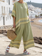 Cotton and linen women's striped suit