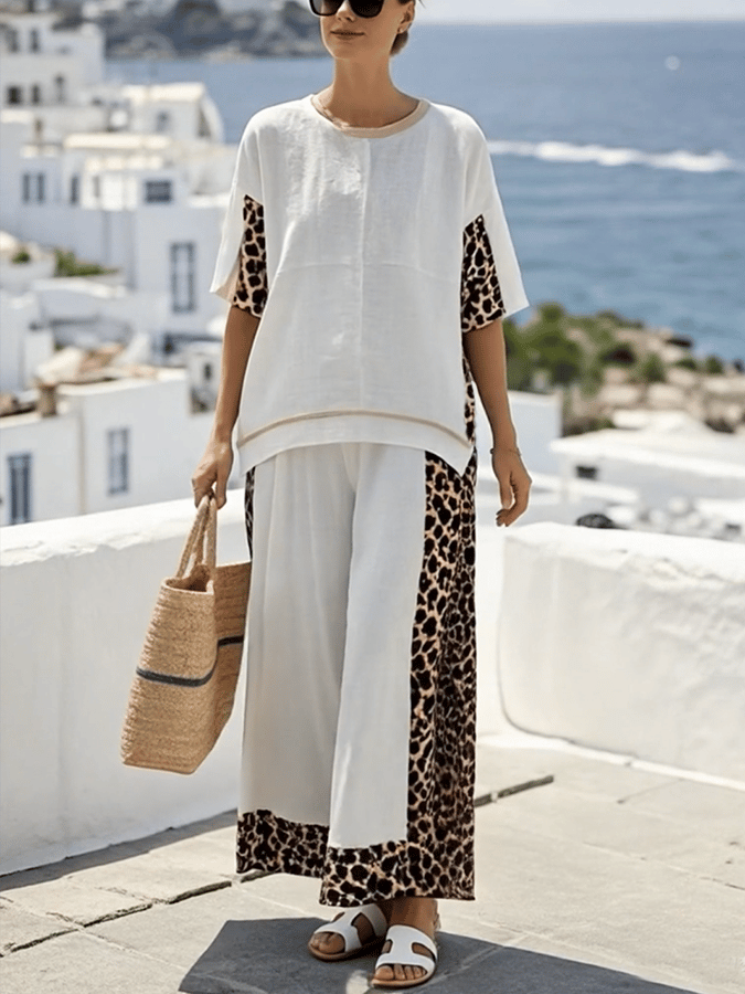 Women's Casual Loose Striped Pants Set