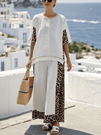Women's Casual Loose Striped Pants Set