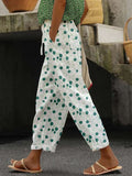 Women's Botanical Floral Design Print Lace-Up With Elastic Waist Loose Casual Pants