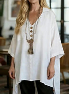 Women's Casual Loose-Fitting Button-Down T-Shirt