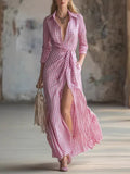 Loose-fit Casual Linen And Cotton Dress