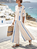 Women's Casual Loose Striped Pants Set