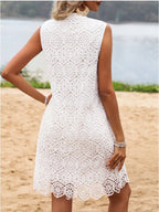 Women's Resort V-neck Sleeveless Lace Dress