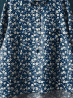 Vintage Lovely Floral Art Print Casual Cotton And Linen Shirt
