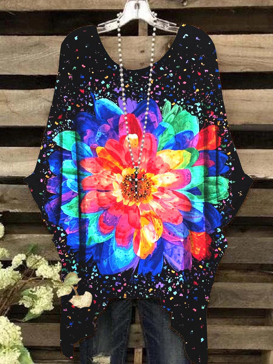 Women's Art Sevens Vintage Floral Pattern Crew Neck Top