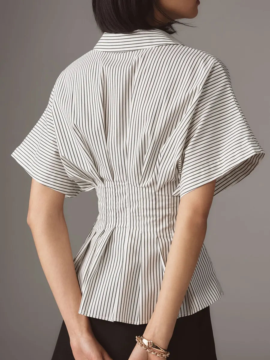 Women's Striped Art Pattern Casual Cotton Shirt