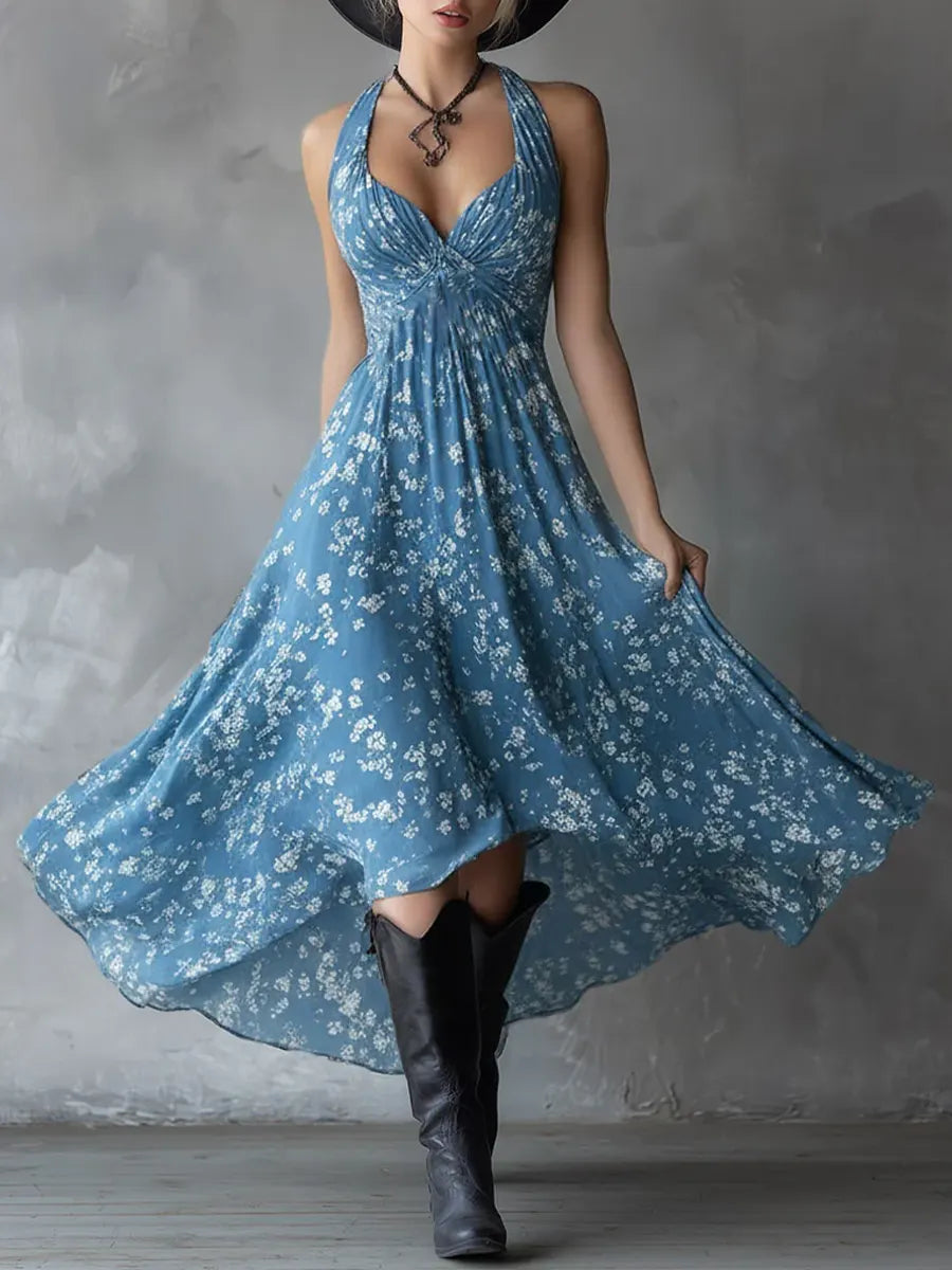 Women's Vintage Elegant Sleeveless V-neck Maxi Dress