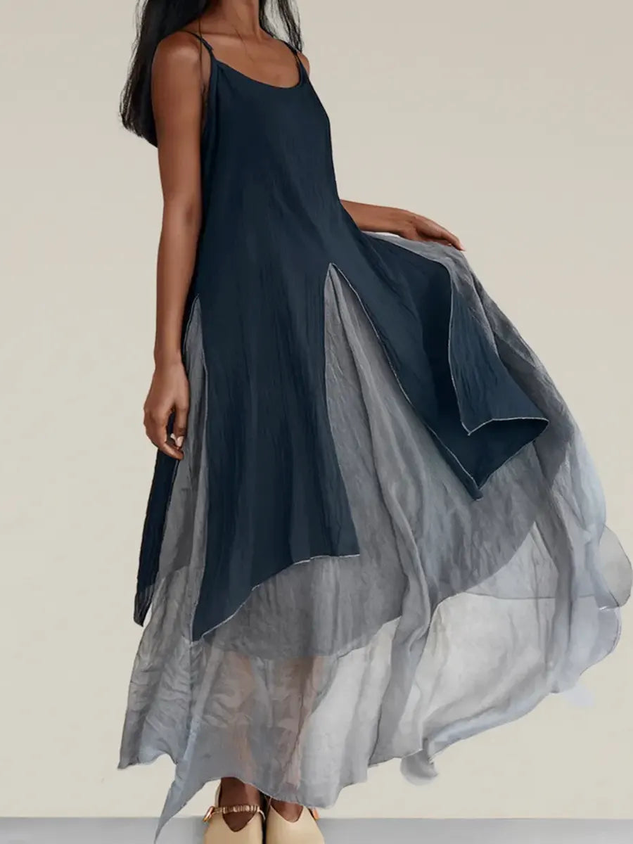 Women's Vintage Elegant Sleeveless Paneled Maxi Dress