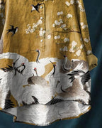 Women's Japanese Art Art Print Casual Cotton And Linen Shirt