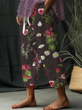 Women's Botanical Floral Design Print Lace-Up With Elastic Waist Loose Casual Pants