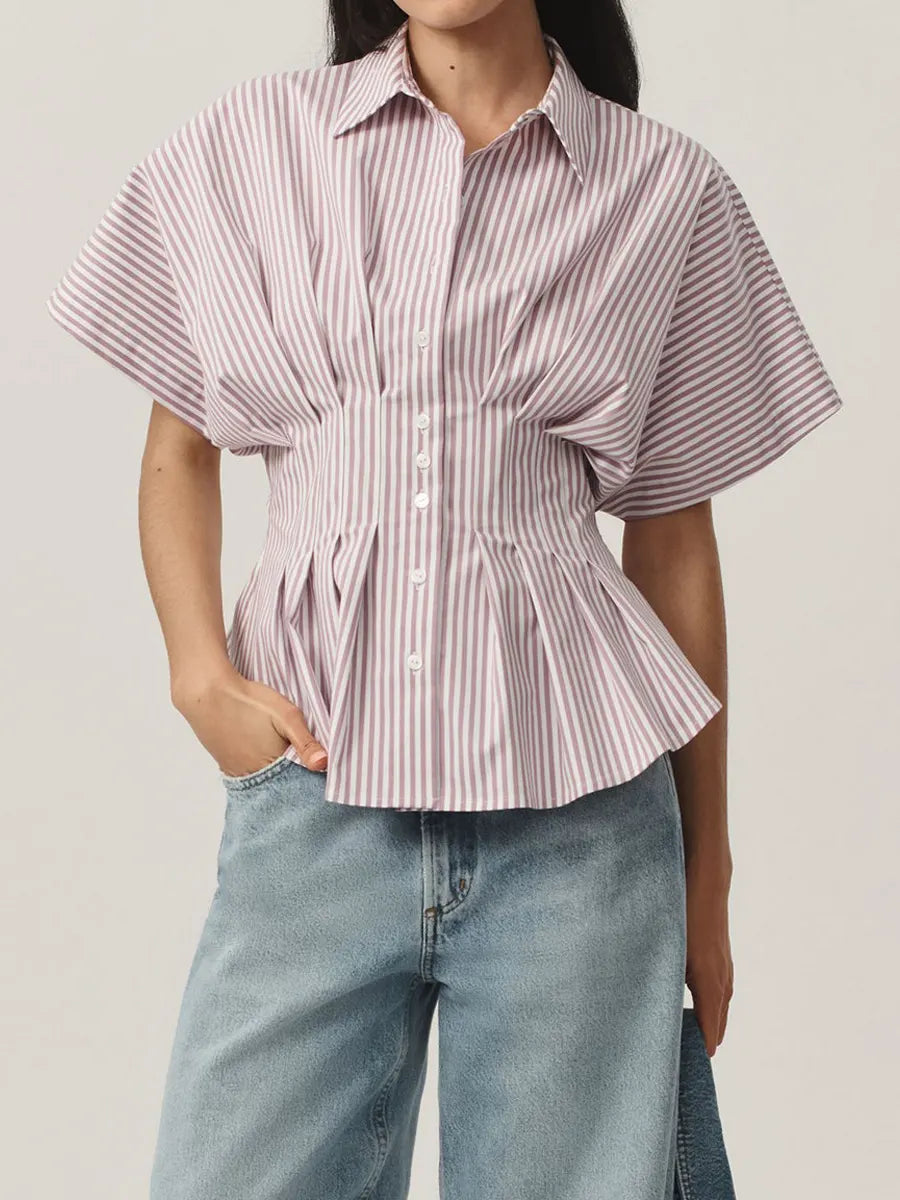Women's Striped Art Pattern Casual Cotton Shirt
