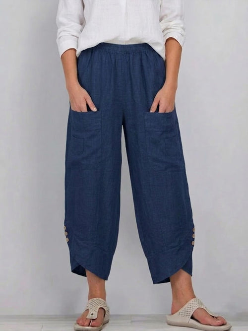 Casual Linen And Cotton Trousers