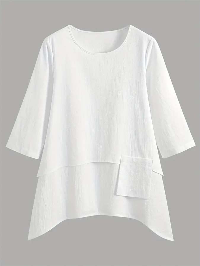 Women'S Layered Pocket Solid Color Top