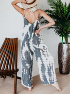 Casual Artistic-print Linen And Cotton Jumpsuit