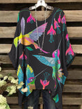 Women's Vintage Magpie Print Crew Neck Top