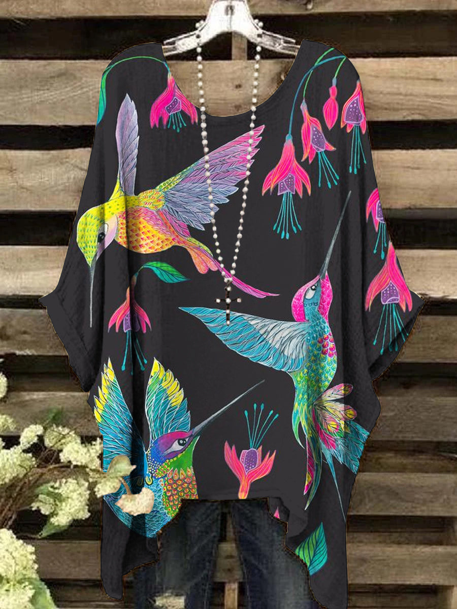 Women's Vintage Magpie Print Crew Neck Top