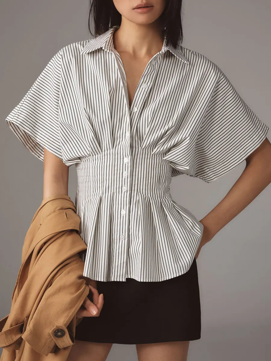 Women's Striped Art Pattern Casual Cotton Shirt
