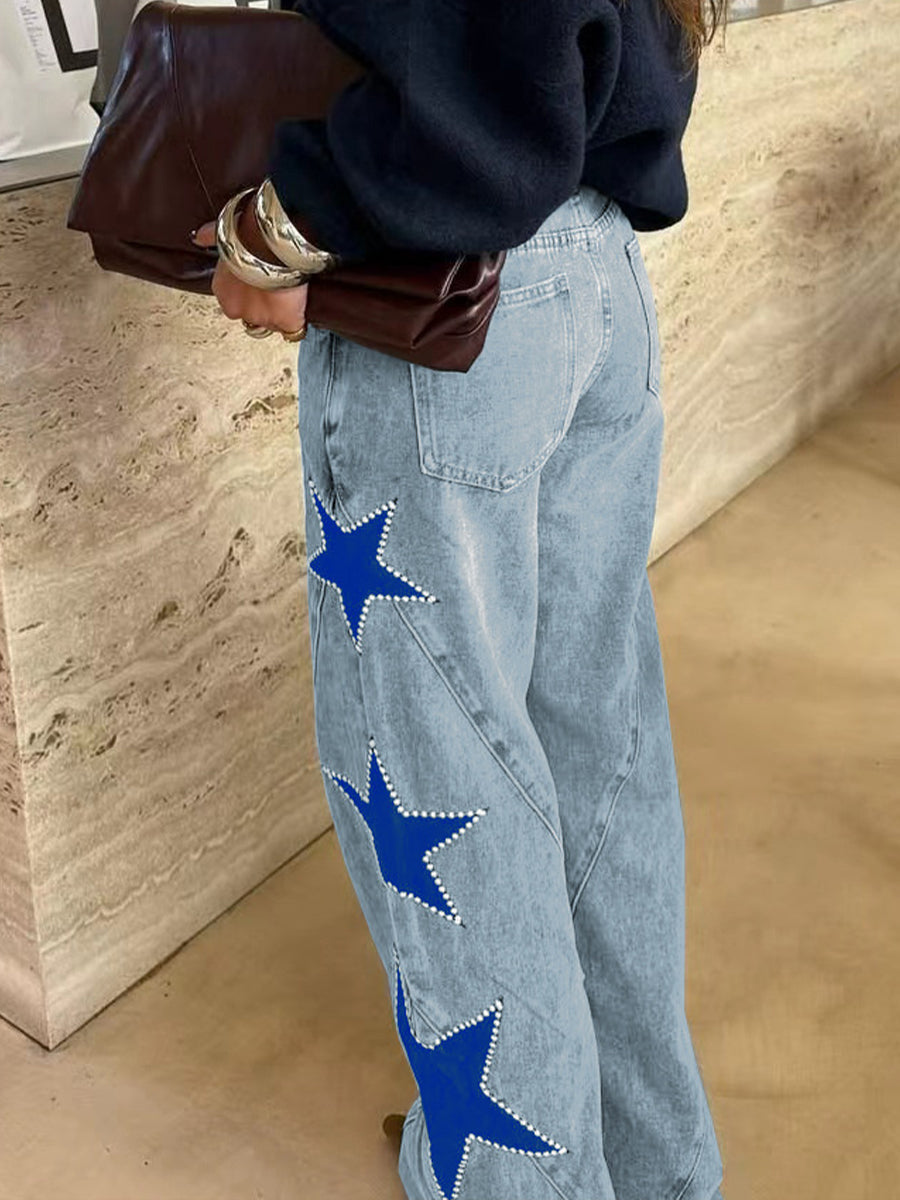 Stylish Casual Star-patterned Jeans