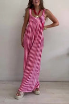 Women's Loose Casual Striped Jumpsuit