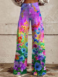 Women's Retro Floral High Stretch Bootcut Casual Pants