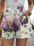 Women's Botanical Floral Design Pocket Patchwork Loose Casual Pants