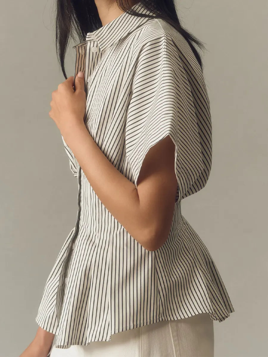 Women's Striped Art Pattern Casual Cotton Shirt