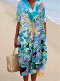 Colored Leaves Printed Women's Casual Cotton And Linen